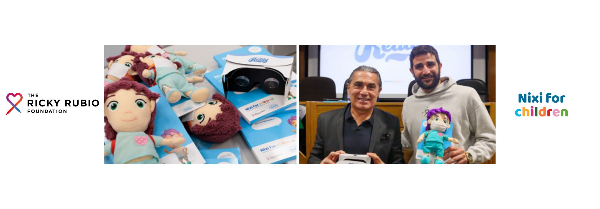 Ricky, Sergio and Nixi at the presentation in Málaga of a new Virtual Reality for children in isolation chambers